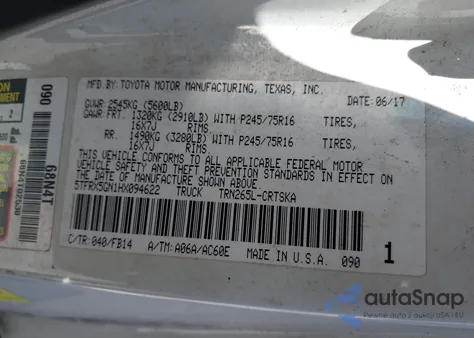 2017 Toyota Tacoma Sr из США, поврежденный, VIN 5TFRX5GN1HX094622